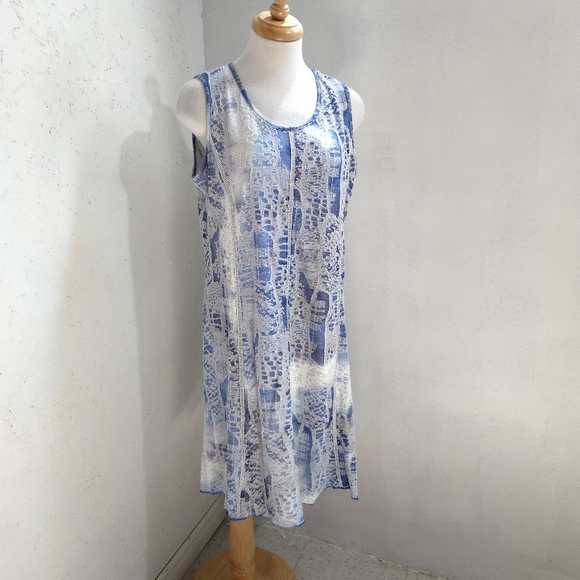 Creation | Blue Patterned Women's Midi Dress - Picture 1 of 10